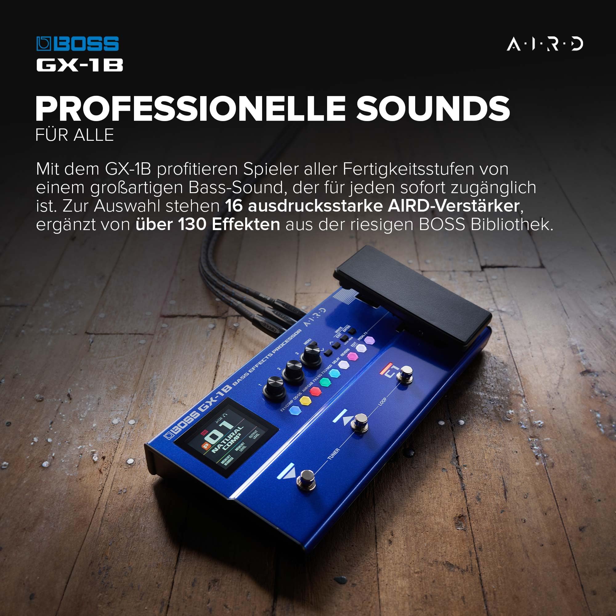 BOSS GX-1B | Ultraportabler Bass-Effektprozessor | Legendäre Verstärker & Effekte | Hochwertige AIRD Soundengine | Ideal für Bass-Einsteiger | Bluetooth-Verbindung | Flexible Leistungsoptionen