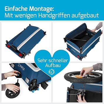 Fahrradanhänger Lastenanhänger für Fahrrad & ebike 40 kg Tragkraft 120 Liter faltbar mit Regenschutz perfekt für Einkauf Ausflug Festival
