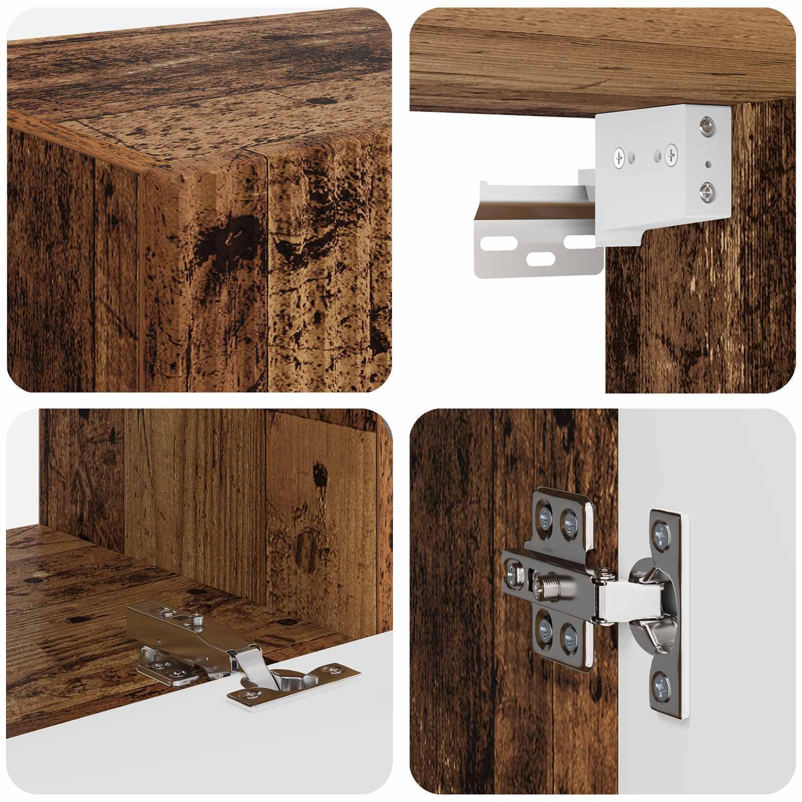 2-Piece Wall Mounted Floating TV Stand, Engineered Wood | Features a space-saving design for living room entertainment centers to store media devices and consoles.