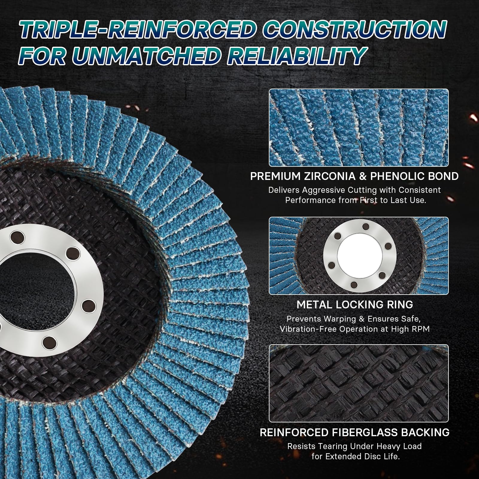 OSTTE 60 Grit Flap Discs - 5 Pack for Angle Grinder -7