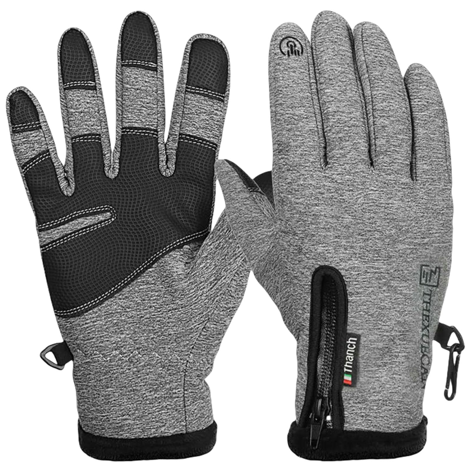 Guanti Invernali per Uomo Donna Touchscreen Caldi Ciclismo All'aperto Guida da Moto Freddi Antivento Antiscivolo-Grigio-m