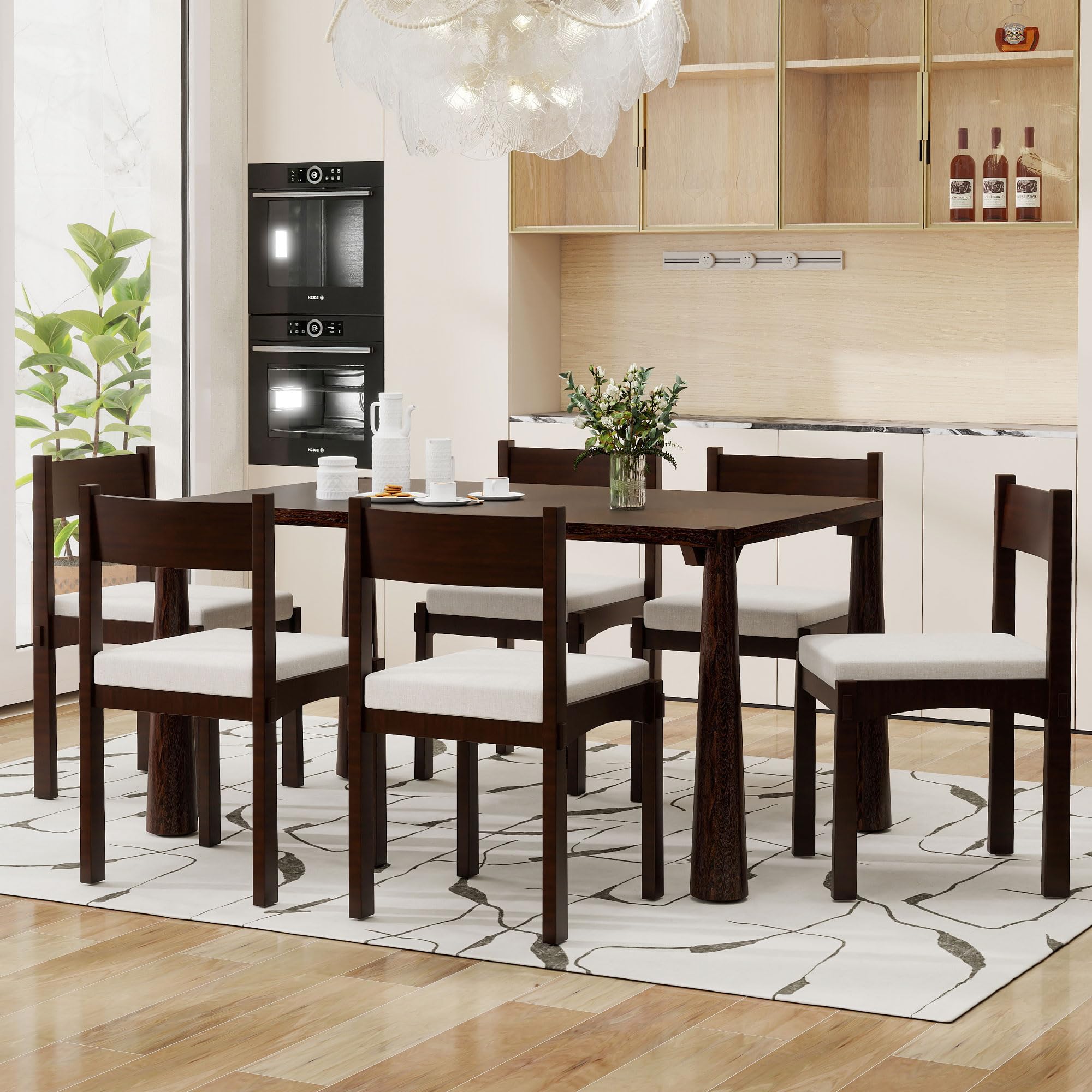 Amazon.com - CITYLIGHT 7 Piece Dining Table Set with Chairs, Retro