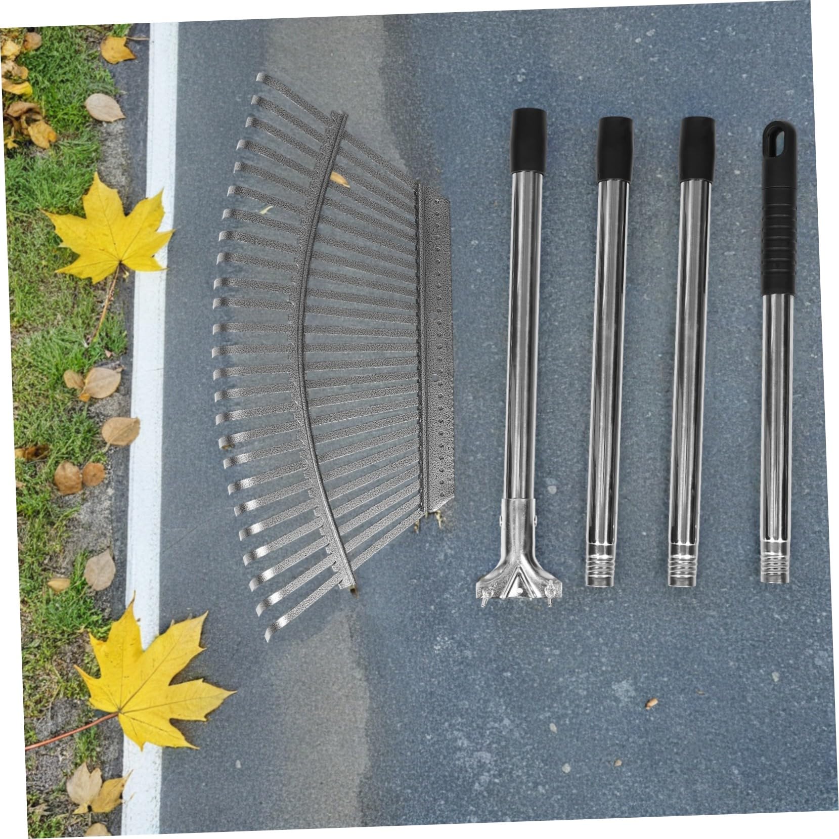 SOIMISS Gartenrechen Tragbar aus Edelstahl 25-zinken mit Verstellbarer Länge und Abnehmbarer Kombistruktur zur Bodenbelüftung für Blumenbeete und Kleine Gärten