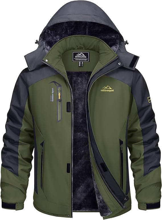 A man wearing the TACVASEN Mens Outdoor Jacket Waterproof Fleece Jacket in a natural setting.