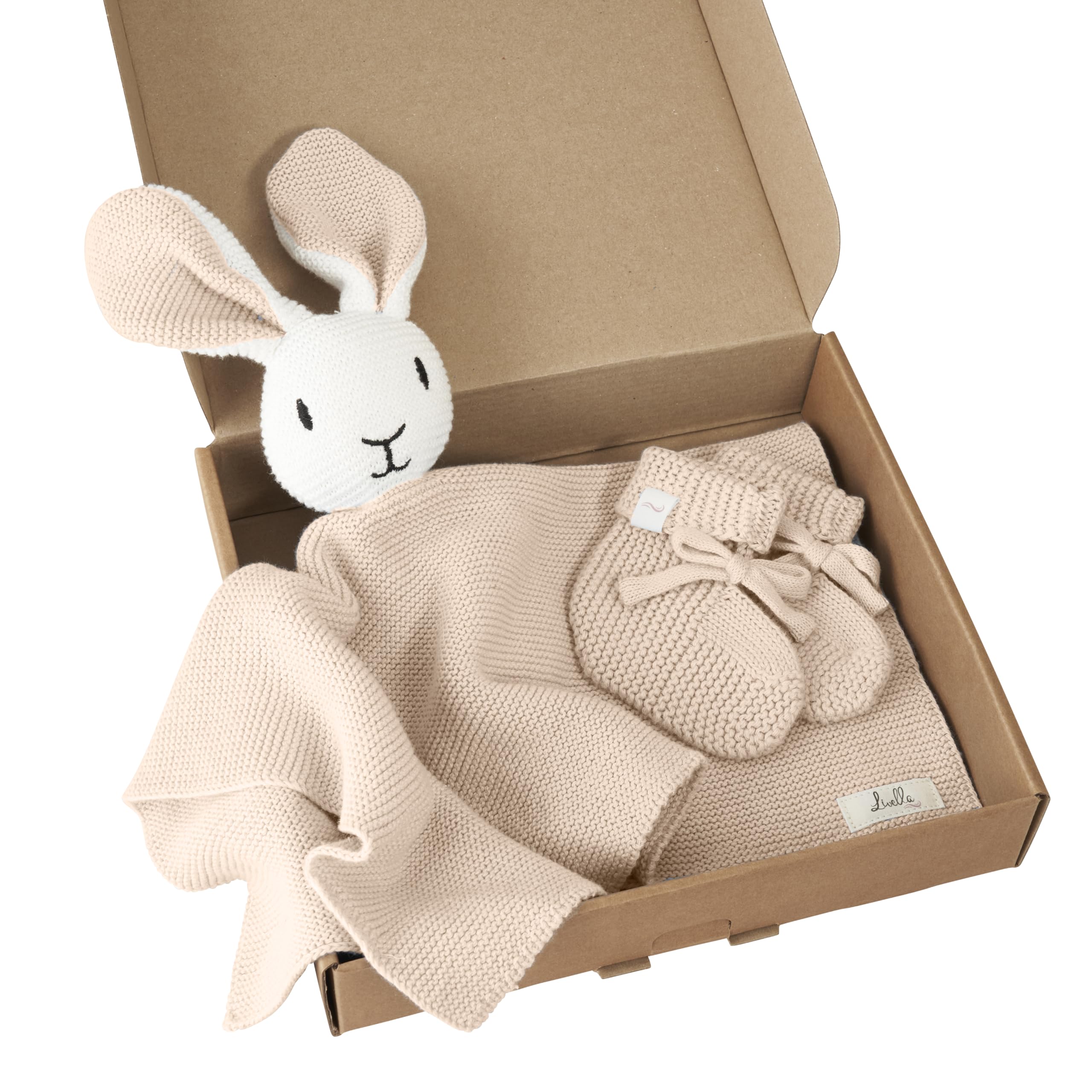 Livella Baby Comforter “Rabbit” with Socks - Pure Organic Cotton – Premium Baby Comforter Blanket, Baby Blanket, Comforter Toy – Super Soft and Breathable - Certified OEKO-TEX® STANDARD 100