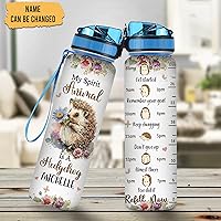 Vista 11 de Hyturtle Botella de agua motivacional personalizada para amantes de los erizos de 32 onzas, 1 litro, fácil de distraer con erizos, botella de agua