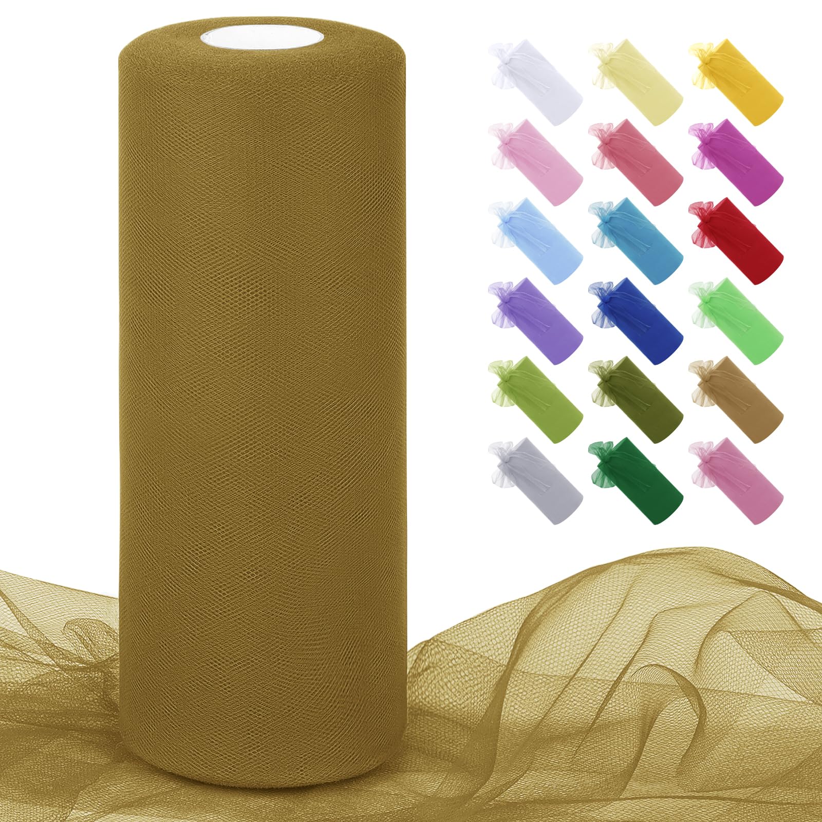Uiopa Camel Tulle Fabric Roll 30cm x 91m Polyester Netting Fabric Mesh Tulle Ribbon for Tutu Skirts, Gift Wrapping, Birthday/Party/Wedding Decoration, DIY Projects