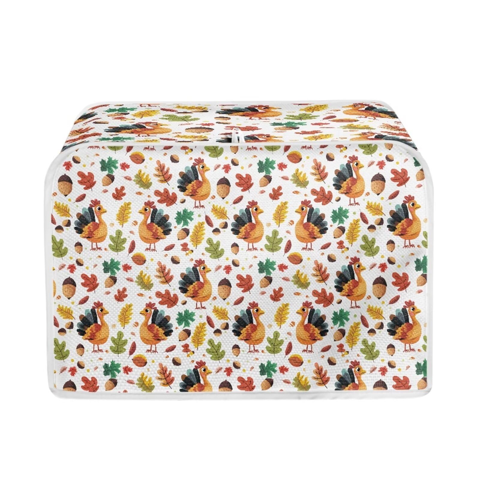 TOADDMOS Thanksgiving Turkey Toaster Cover Water-resistant Standard 2 Slice Bread Maker Cover Kitchen Small Appliance Protector Covers