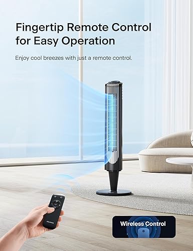 Miniatura 5 de Pelonis Ventilador de torre de 36 pulgadas para dormitorio, ventilador de torre oscilante con control remoto, ventilador silencioso de interior con
