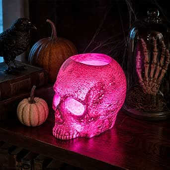 Skull Lamp, Gothic Decor, Halloween Candle Holder