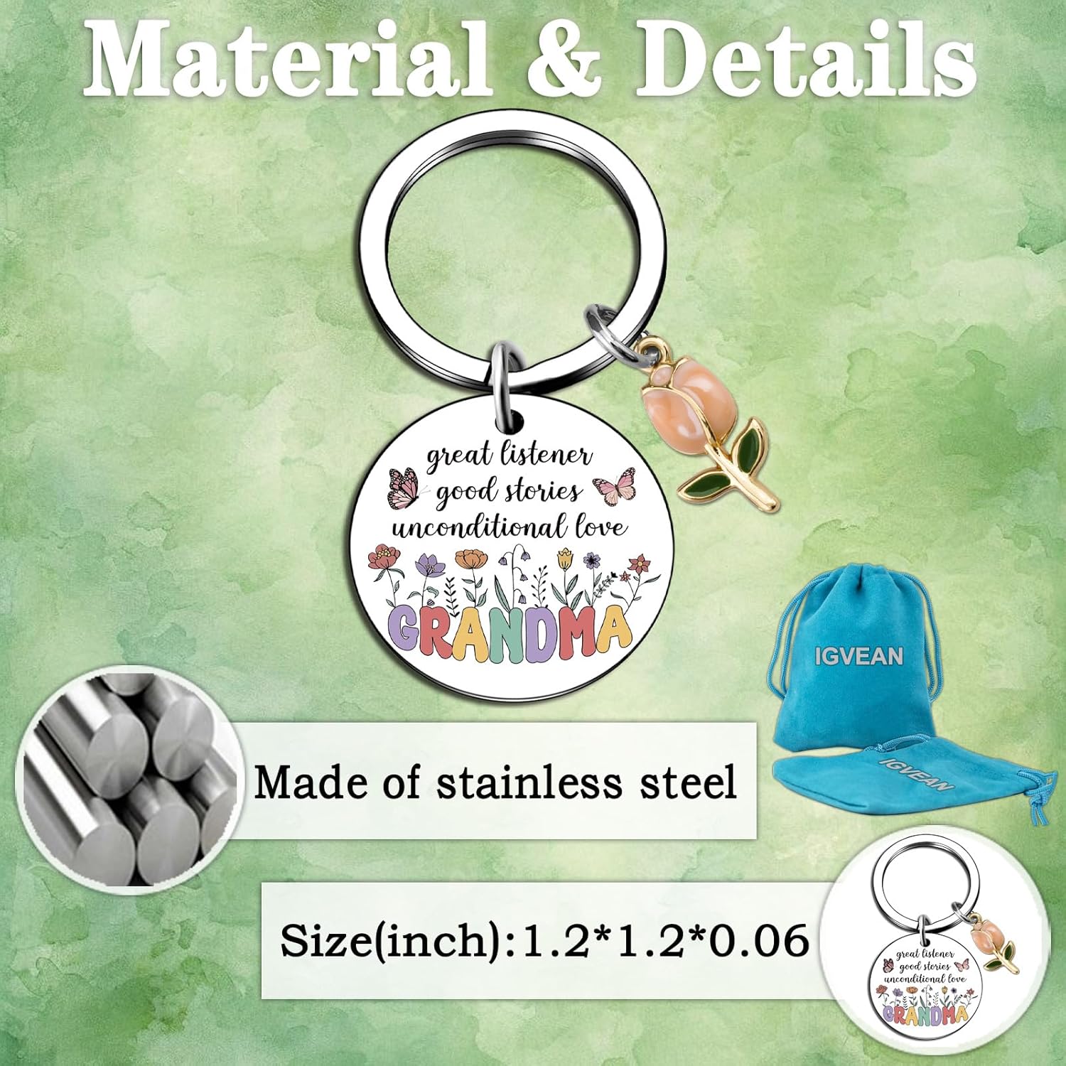 igvean Grandmother Gifts Cute Keychain Grandma Birthday Gift Christmas Stocking Stuffers Mothers Day Gifts for Grandma Nana Gigi Love Small Cute Stuff Things - Image 7