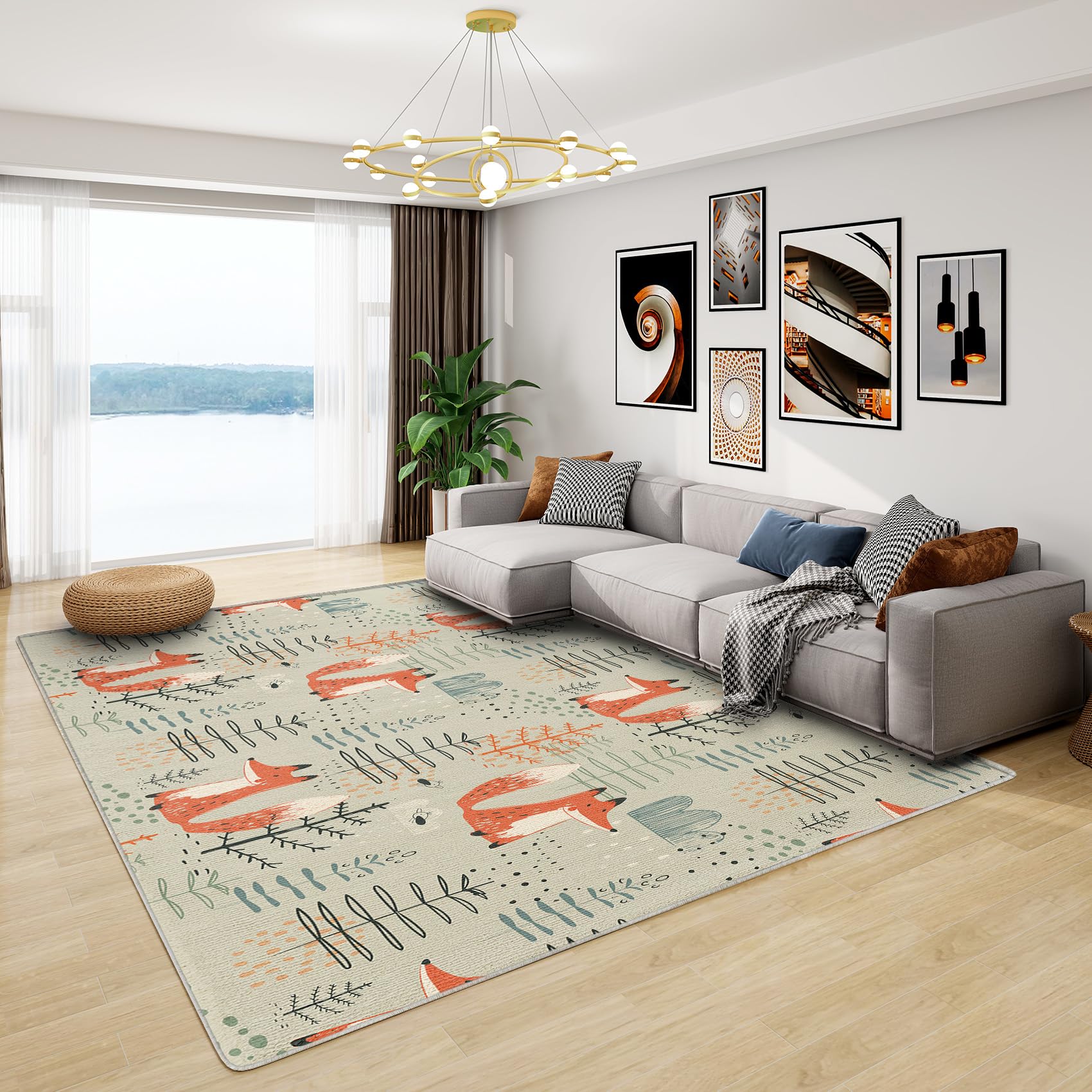 Fox Gifts for Kids - Woodland Animal Rug, Kids Cute Forest Animal Rugs for Living Room Bedroom, Washable Non Slip Soft Small Carpet, Patterned Area Rugs & Home Decor 50x80 cm