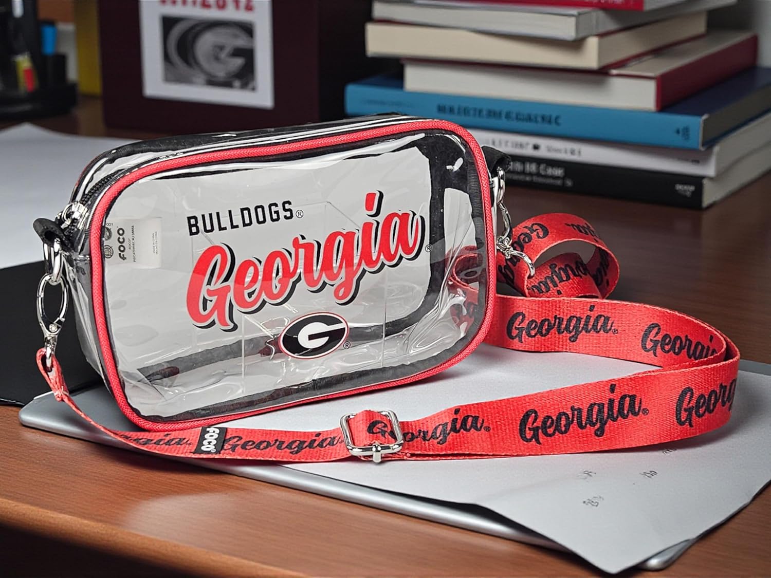 University of Georgia Bulldogs Crossbody Clear Stadium Bag–Convenient & Compact Hands-Free 8” UGA Camera Pouch for Valuables–Great for Games, Graduations & Concerts–NCAA Stadium Security Approved