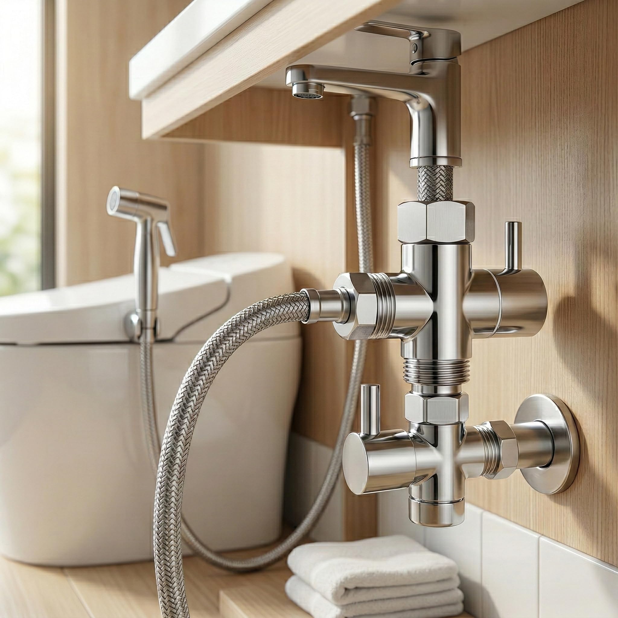Valvola a 3 Vie per Doccia G1/2" – Deviatore per Rubinetto Facile da Installare – Adattatore per Acqua per Bagno e Cucina