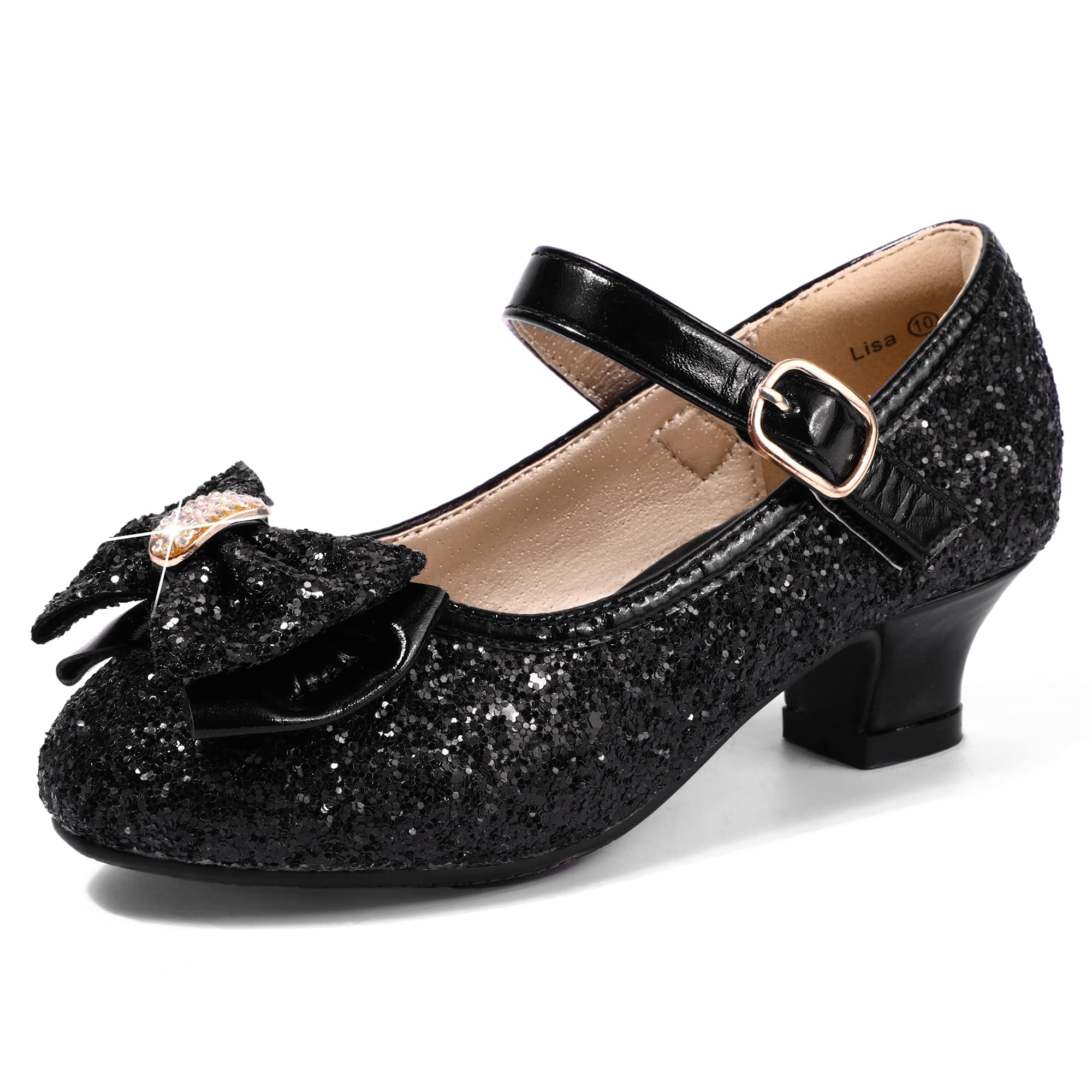 PANDANINJIA Girls Toddler/Little Kid Jada Dress Mary Jane Pumps Bow Low Heels Party Wedding Princess Shoes