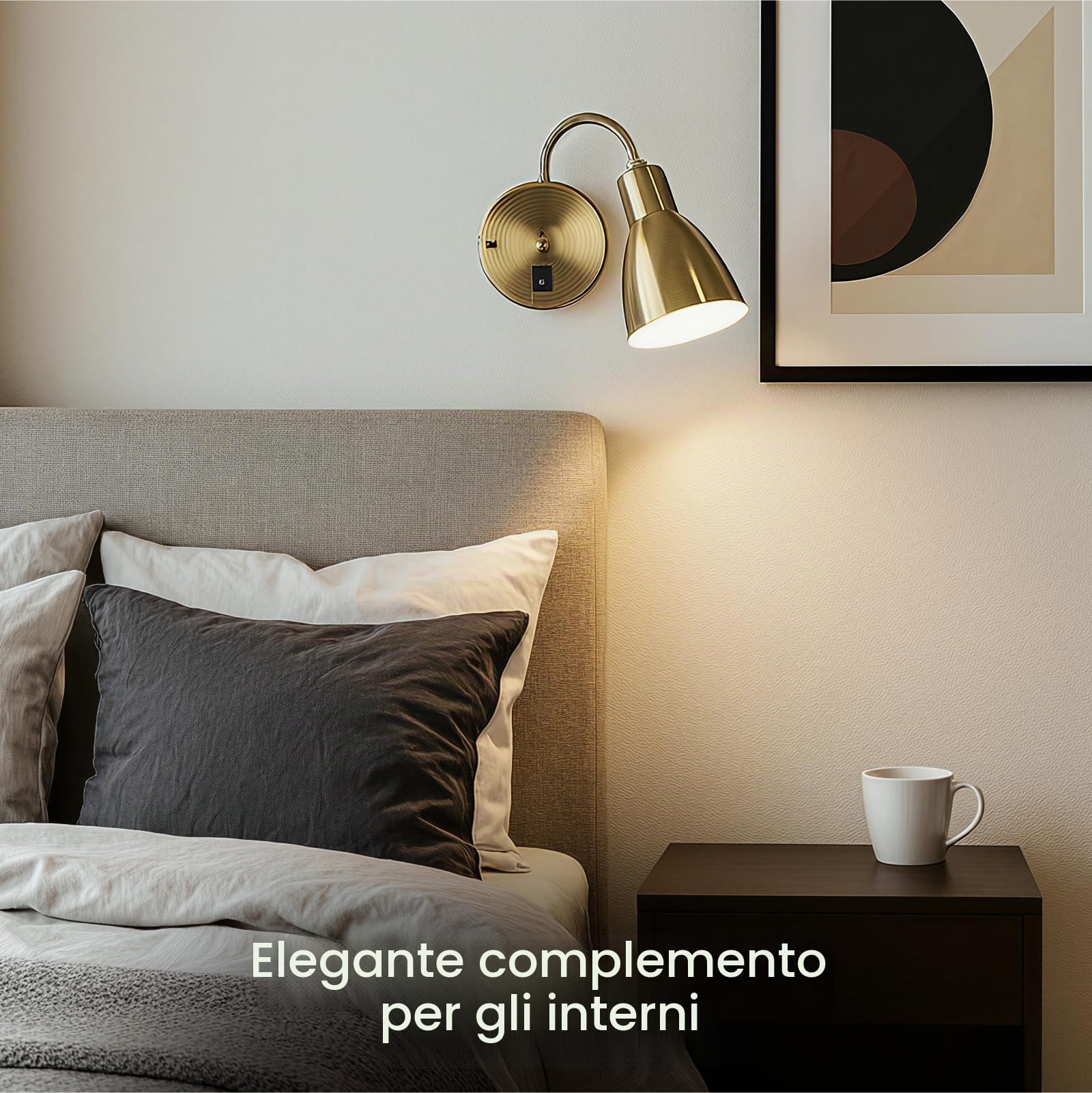 Lampada da parete per interni – Lampada da lettura LED con corpo bianco e cavo – Lampada da parete per casa e ufficio