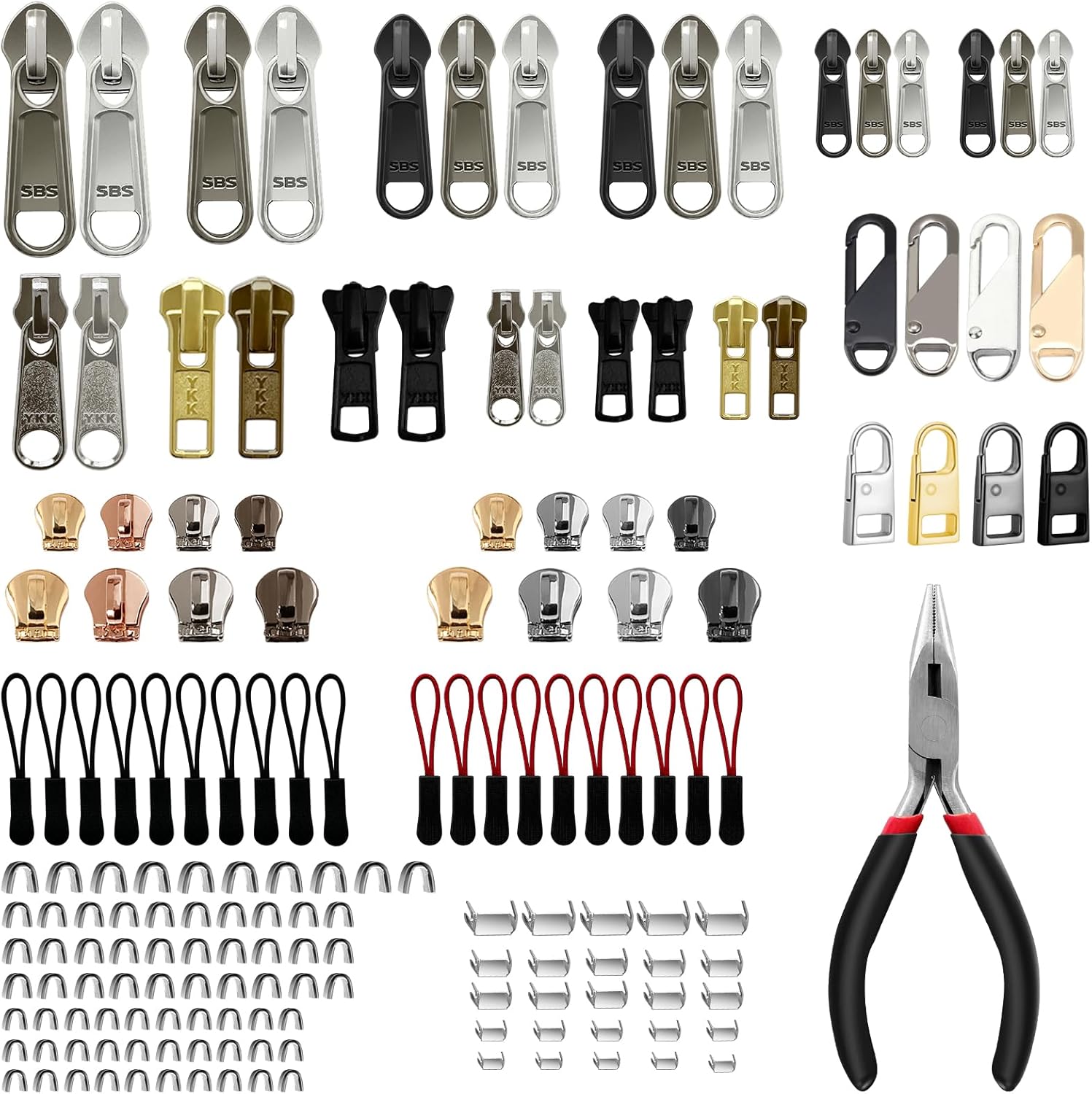 VICHERIA Universal Zipper Repair Kit (200 Pcs) - Fixes Common Zippers on Bags, Jackets, Luggage | Includes #3#5#8#10 & YKK-Compatible Sliders 【 Check Compatibility in Images】