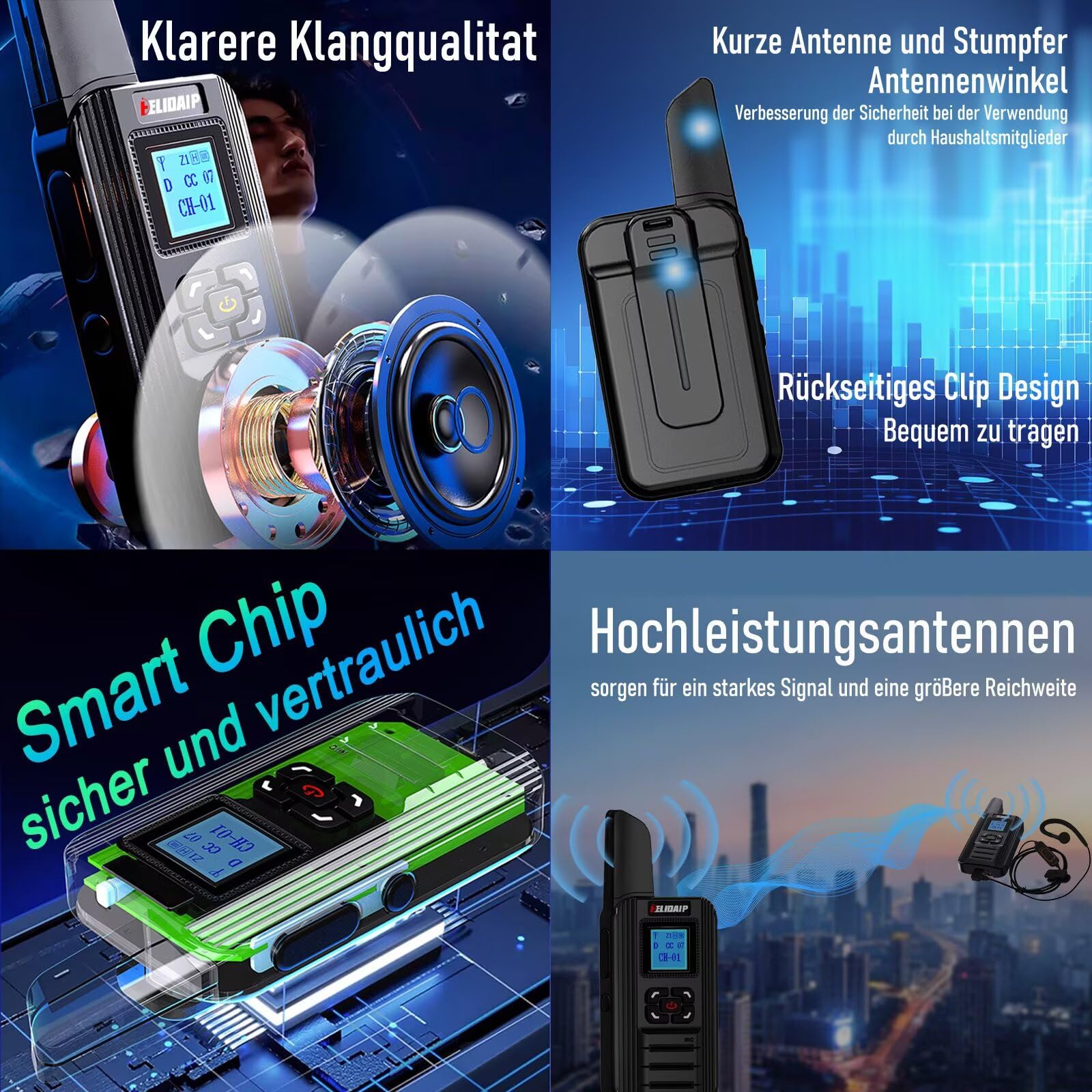 F-711 Mini Walkie Talkies DMR Digital Analog Funkgerät Aufladbar | USB-C 2000mAh Wiederaufladbarer Tragbare Funkgeräte für Restaurant Event Sicherheitsdienst Wanderabenteuer Outdoor, 1 Paar