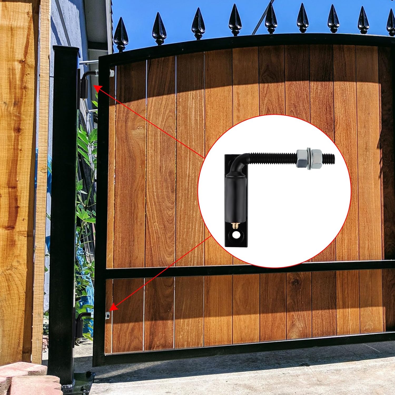 Skelang 1/2" J-Bolt Hinge, Heavy Duty Gate Hinge with Hole Base, Mount for Wooden and Iron Gate, 1Pair