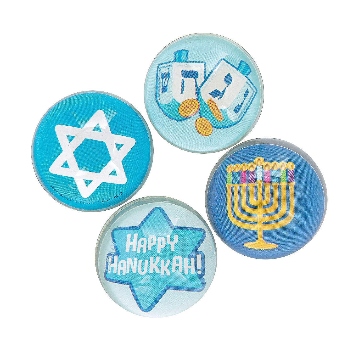 Fun Express Hanukkah Bouncy Balls - Colorful & Festive Toy Balls for Kids - Perfect for Holiday Celebrations Party Favors - Classroom Activities Gifts Vibrant Assorted Colors Fun All Ages - 12 Pieces