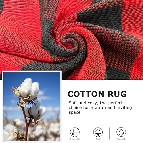 Miniatura 379 de IOHOUZE - Tapete a cuadros estilo búfalo de 5 x 8 pies para interiores y exteriores, lavable, para sala, tapete de bienvenida primavera-verano