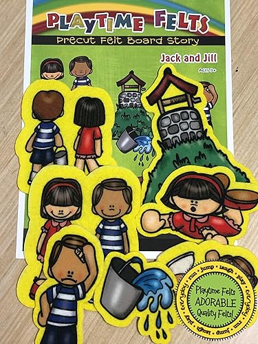 Jack and Jill Nursery Rhyme - Figuras de fieltro | 7 adorables piezas de fieltro para tablero de franela. Perfecto para niños pequeños, preescolar y