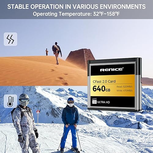 Miniatura 5 de RENICE Tarjeta de memoria CFast 2.0 de 512 GB, continua hasta 520 MBs de lectura-470 MBsWrite Tarjeta flash compacta para fotógrafos de cámara