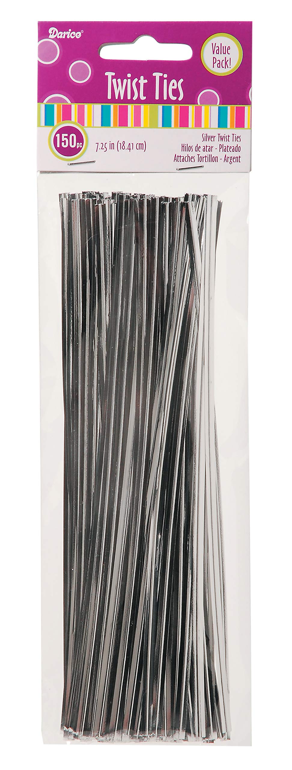 Darice Silver 7-1/4-Inch Twist Ties 150-Pack Value Pack