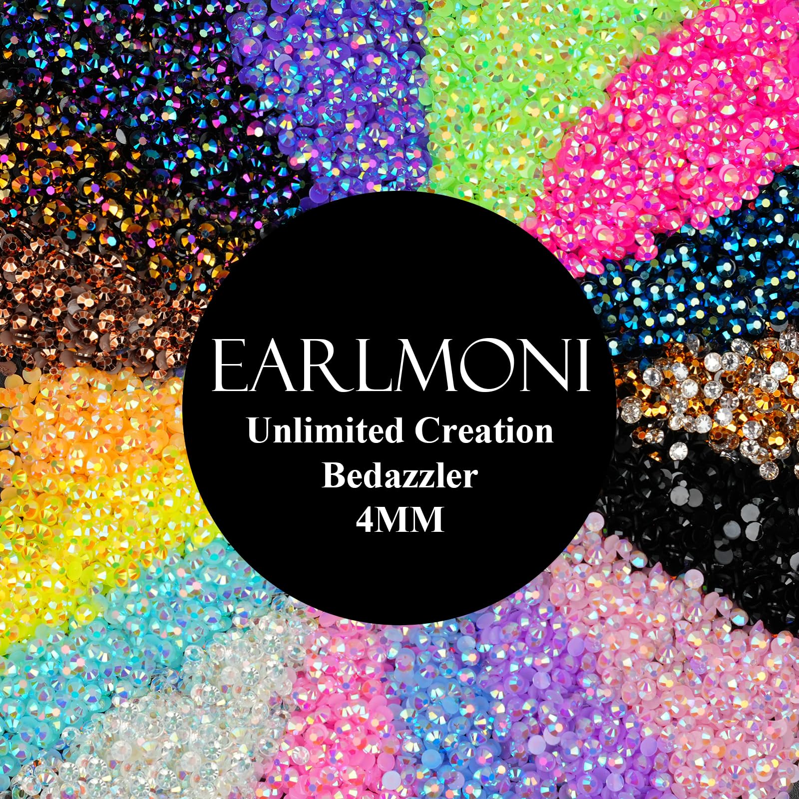 30000Pcs Resin Jelly Rhinestones for Bedazzling, EARLMONI Flatback Gems Bedazzler Kit with 15ml B7000 Jewelry Glue Rhinestones Picker Tool (4mm 24 Colors) — Amazon image 5