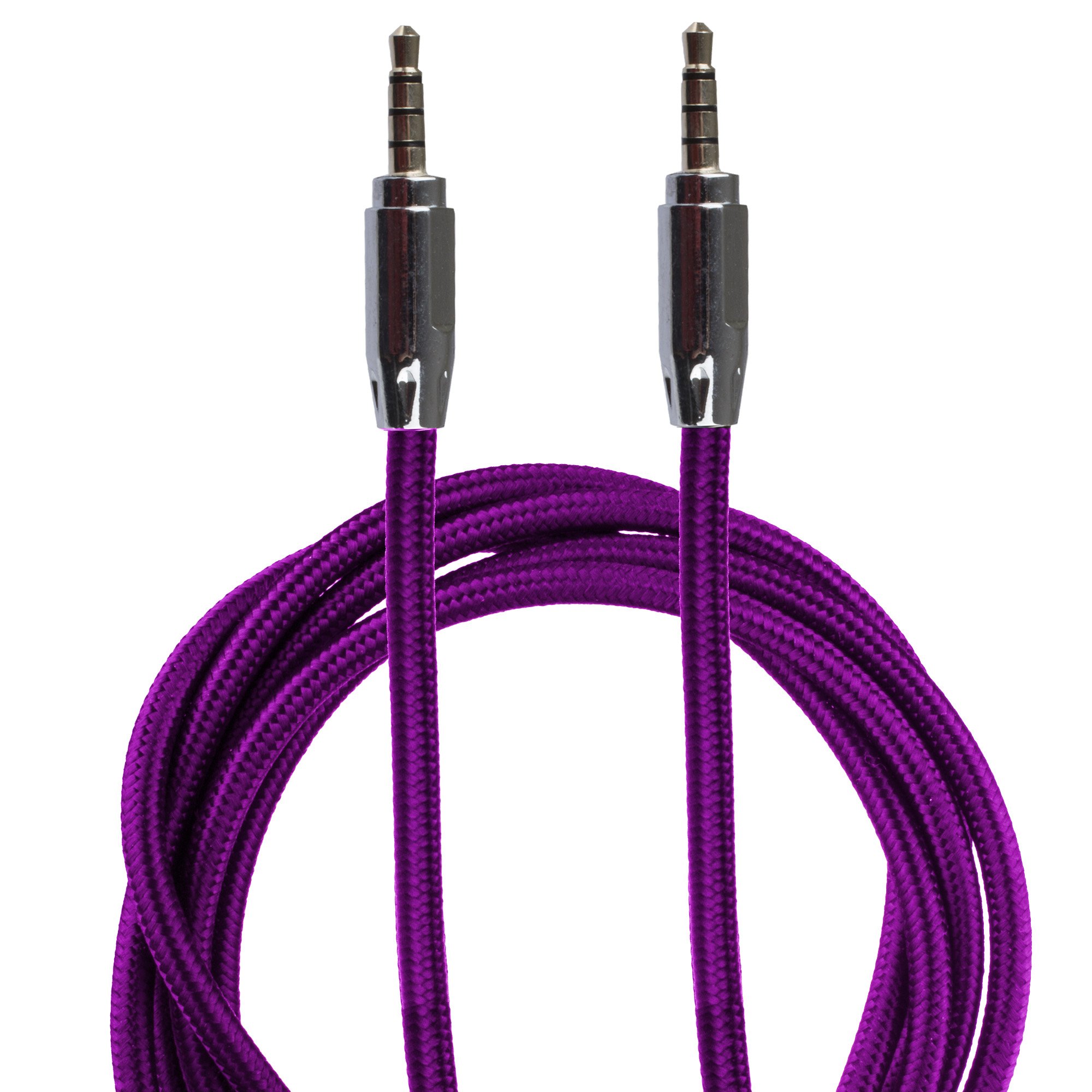 Lilware Braided Nylon Textile 35 Inches (90 cm) Aux Audio Cable 3.5mm Jack Male to Male Cord For Multimedia Devices - Purple