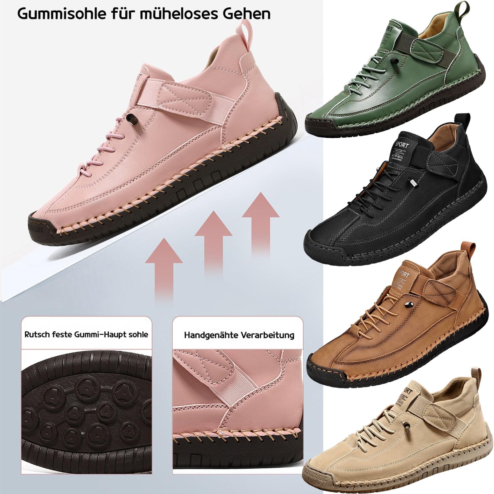 Bequeme, Stützende Sneakers, Fashion Schuhe, Wasserdichter Barfuss Schuhe Ergonomischer, Effektive Unterstützung des Fußgewölbes Weiche, Leichtigkeit, Komfort