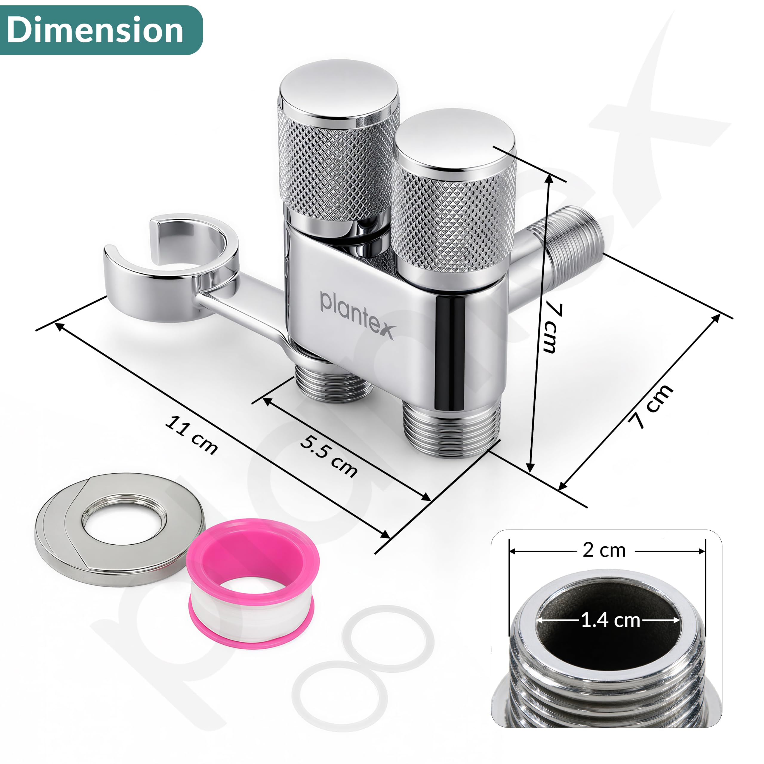 Plantex 2 Way Angle Valve - Dual Outlet Chrome -4