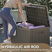 Vista 2 de Devoko Caja de almacenamiento de cubierta de 100 galones, impermeable, grande, de resina, para interior y exterior, con cierre, para cojines