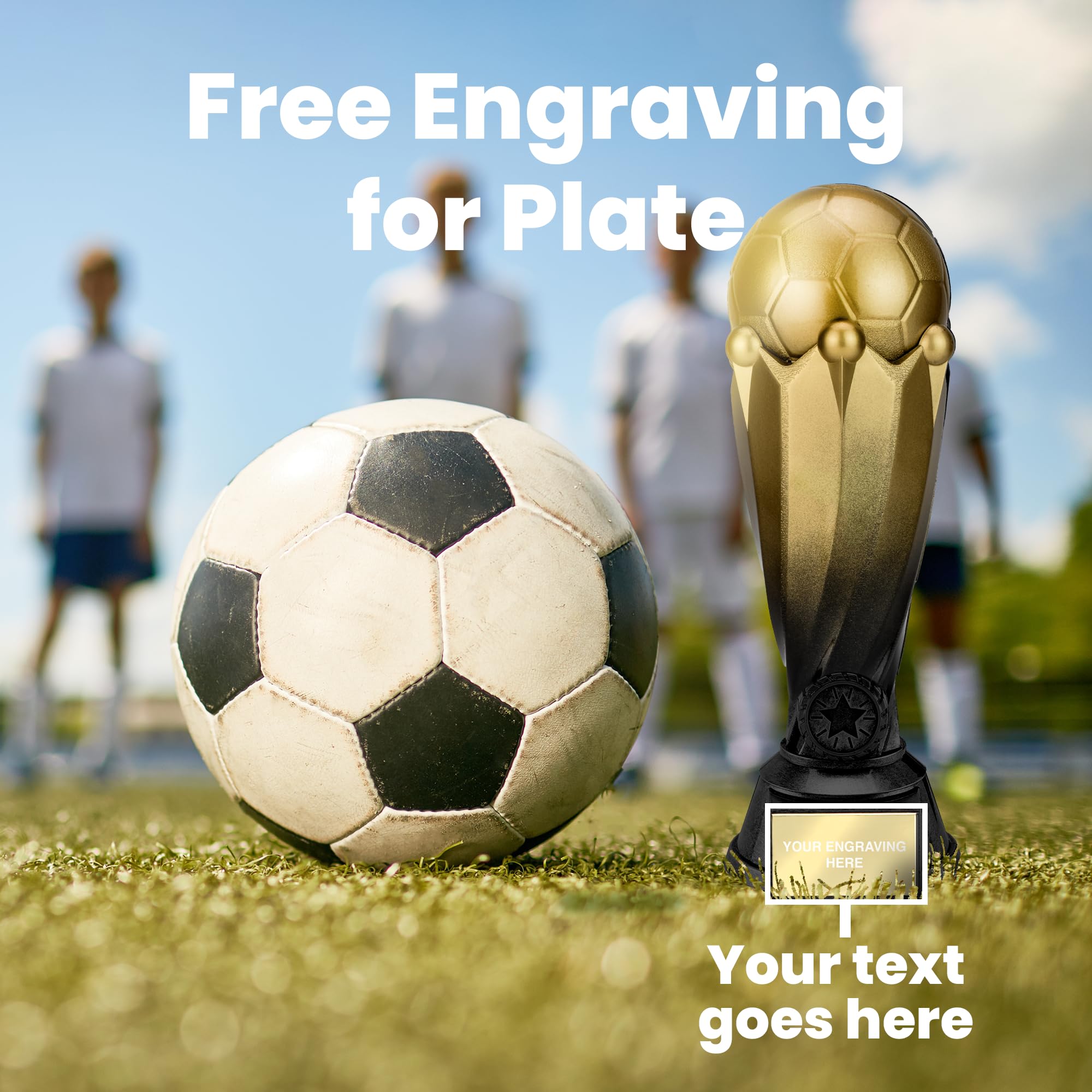 Trophiesplusmedals Premium Gold And Black Tower Football Trophy 19 Cm 7 1 2 Stunning Soccer Award For Recognising Players Free Engraving 75 Characs Celebrate Sports Success For Kids Adults