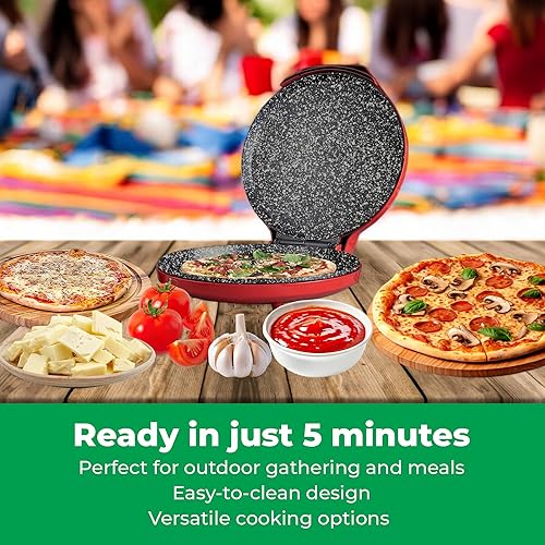 Miniatura 6 de MisterChef Máquina de pizza para encimera, mini horno de pizza de 1450 W, horno para hacer pizza con placa de cerámica antiadherente de 12 pulgadas,