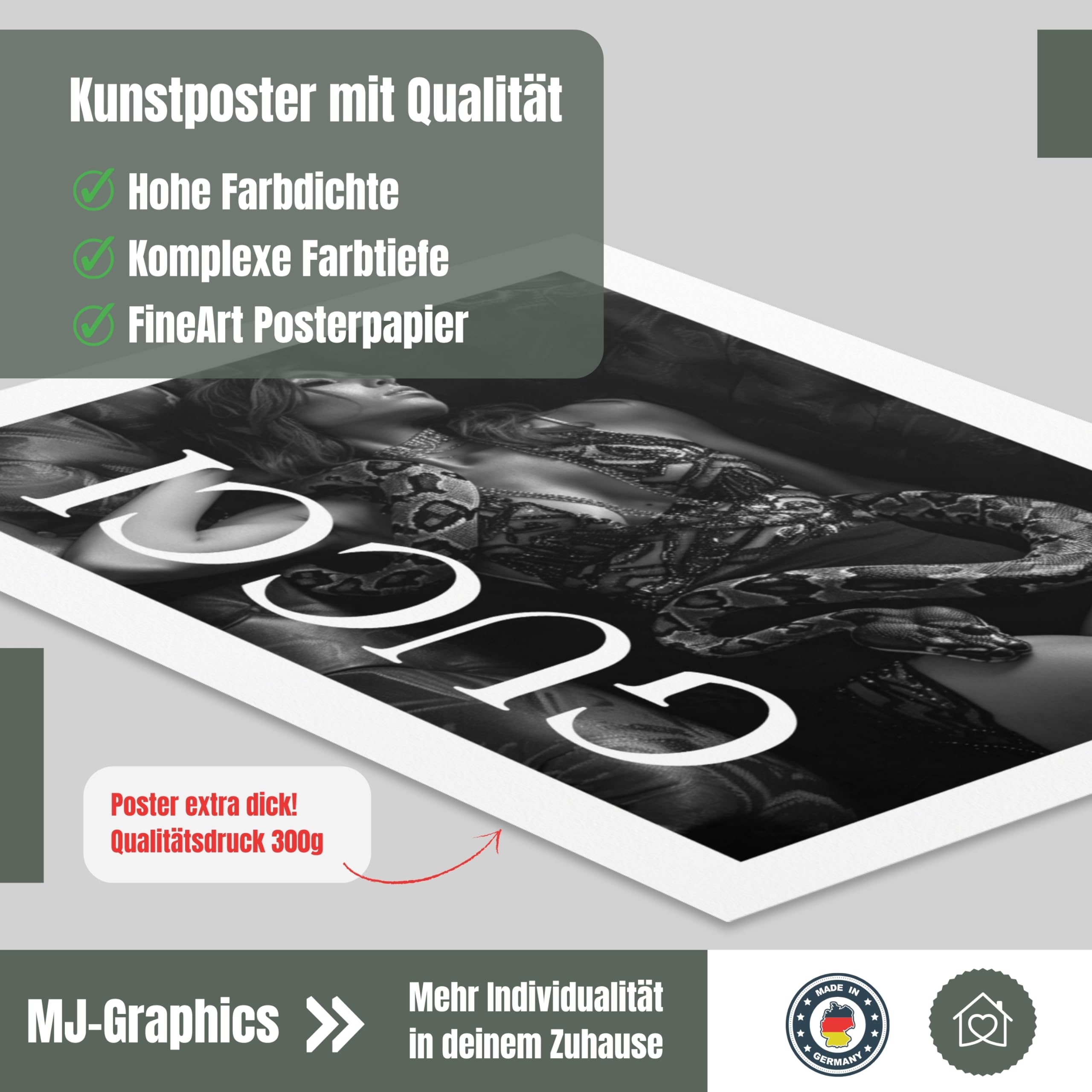 MJ-GRAPHICS® | Mood Poster Set Fashion Luxus - Schwarz-Weiß - Elegant, Luxuriös, Boutique Lifestyle, Coco - Dekorative Wandkunst Premium für Schlafzimmer Wohnzimmer - 6xA2 Kunstdrucke - ohne Rahmen