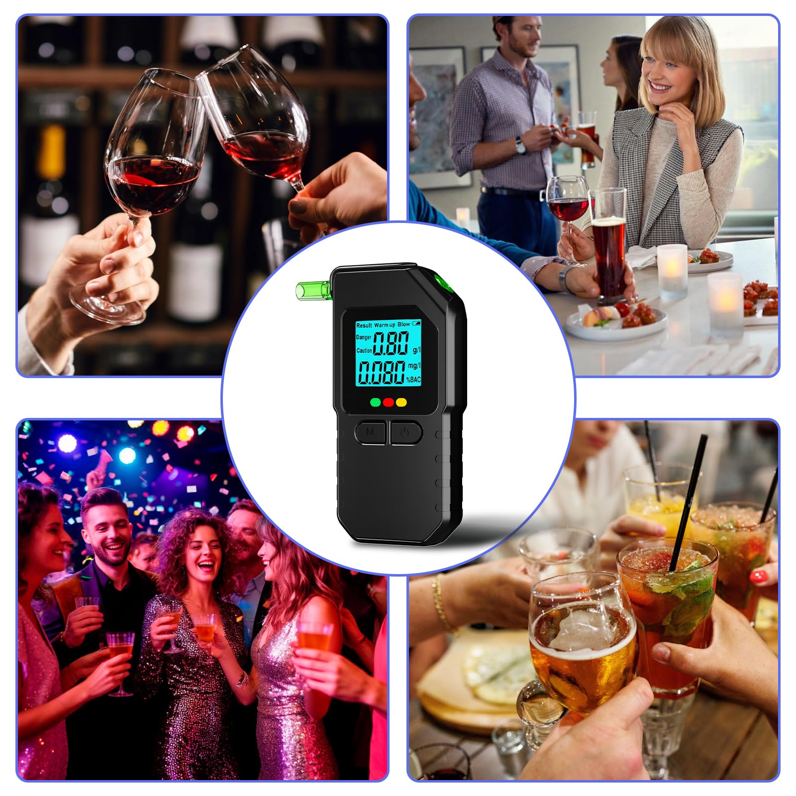 Joyzan Electronique Test Ethylometre, Ethylotest Numérique de Haute Précision avec Affichage Numérique LCD éthylotest Professionnel avec 20 Embouts Buccaux Double Capteur pour Maison Ou Fêtes