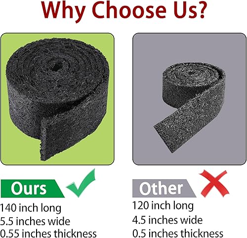 Miniatura 5 de Rollo de mantillo de goma de 140 x 5.5 pulgadas para paisajismo, barrera permanente de mantillo de jardín, rollo de tapete de mantillo de goma