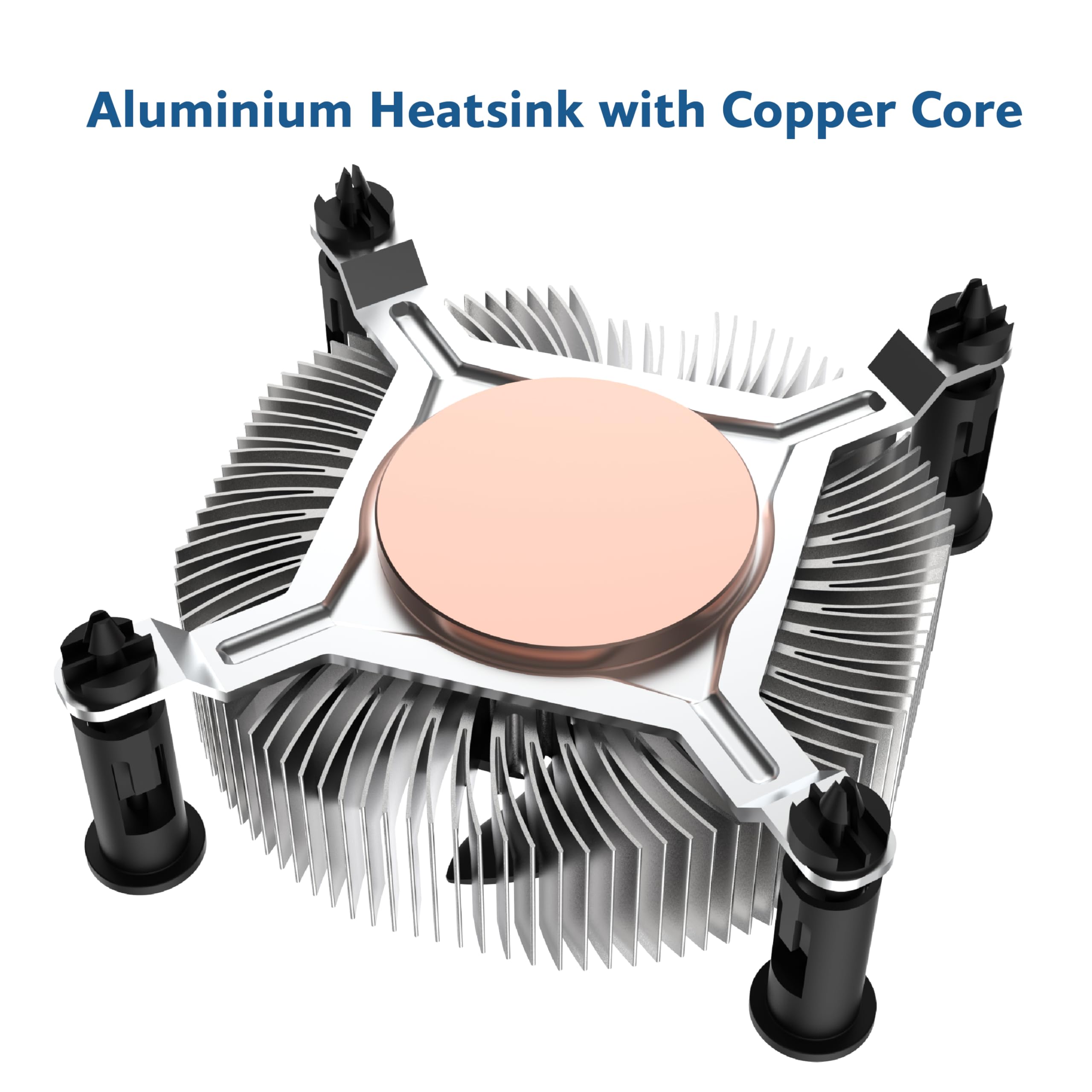Akasa Alluminio Intel® LGA1700 Mini-ITX Cooler | Designed for Core™ i9 processors up to 73 TDP | 74 PWM Fan | Heatsink with Copper Core | 29,92 mm Low Profile | AK-CC6602HP01