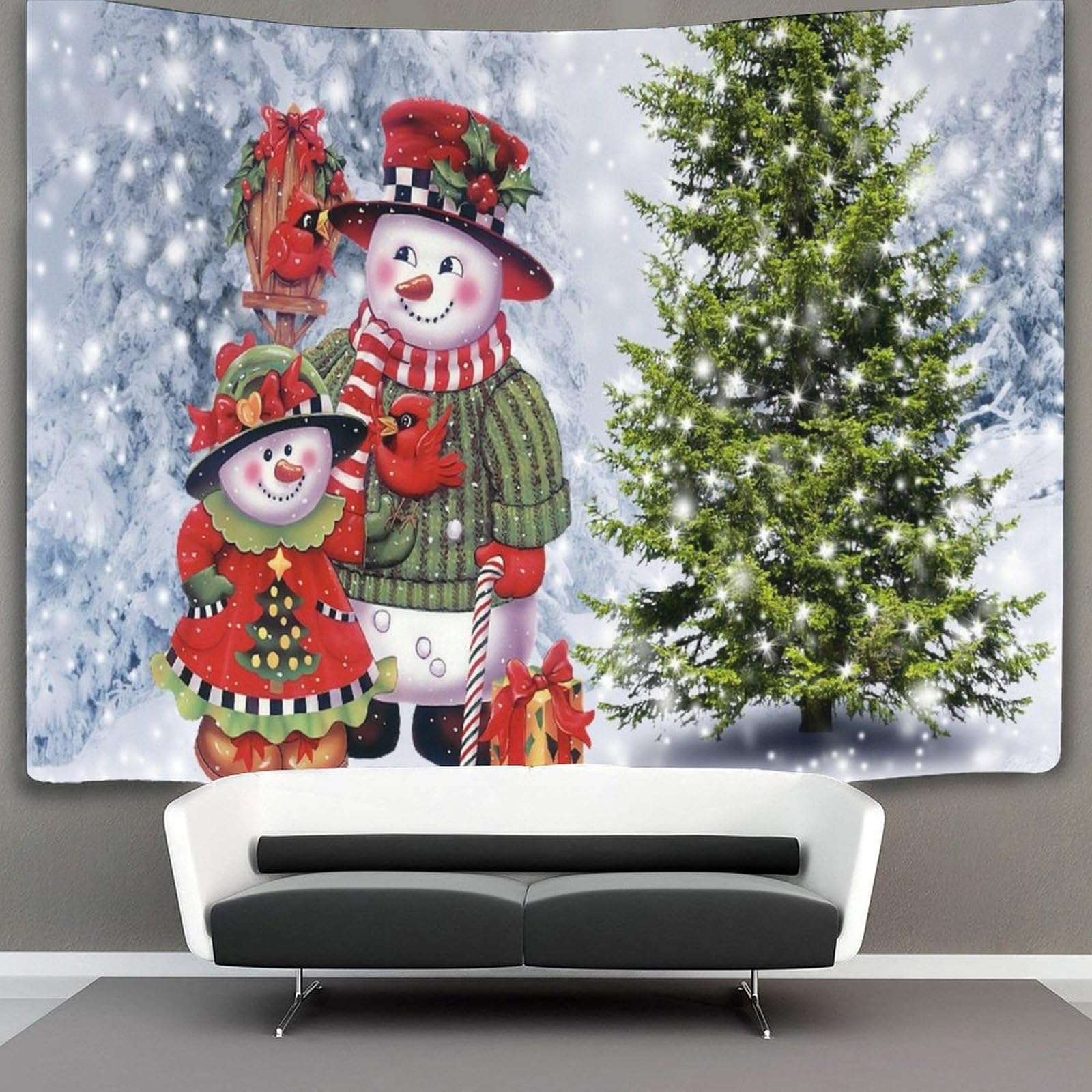 kaiyun Christmas Snowman Tapestry Holidays Tapestries 3D Wall Hanging Home Decorations for Room 70cmx100cm