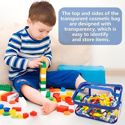 Miniatura 5 de Paquete de 6 bolsas transparentes de almacenamiento de juguetes, 9.4 x 6.7 x 4.3 pulgadas, bolsas organizadoras de juguetes de PVC transparente con