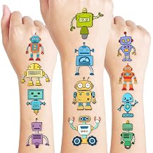 Cute Robot Temporary Tattoos for Kids 60 PCS 5 Sheets | Pre-Cut Robot Stickers, Theme Party Favors, Christmas Birthday Decorations, Classroom School Carnival Prizes
