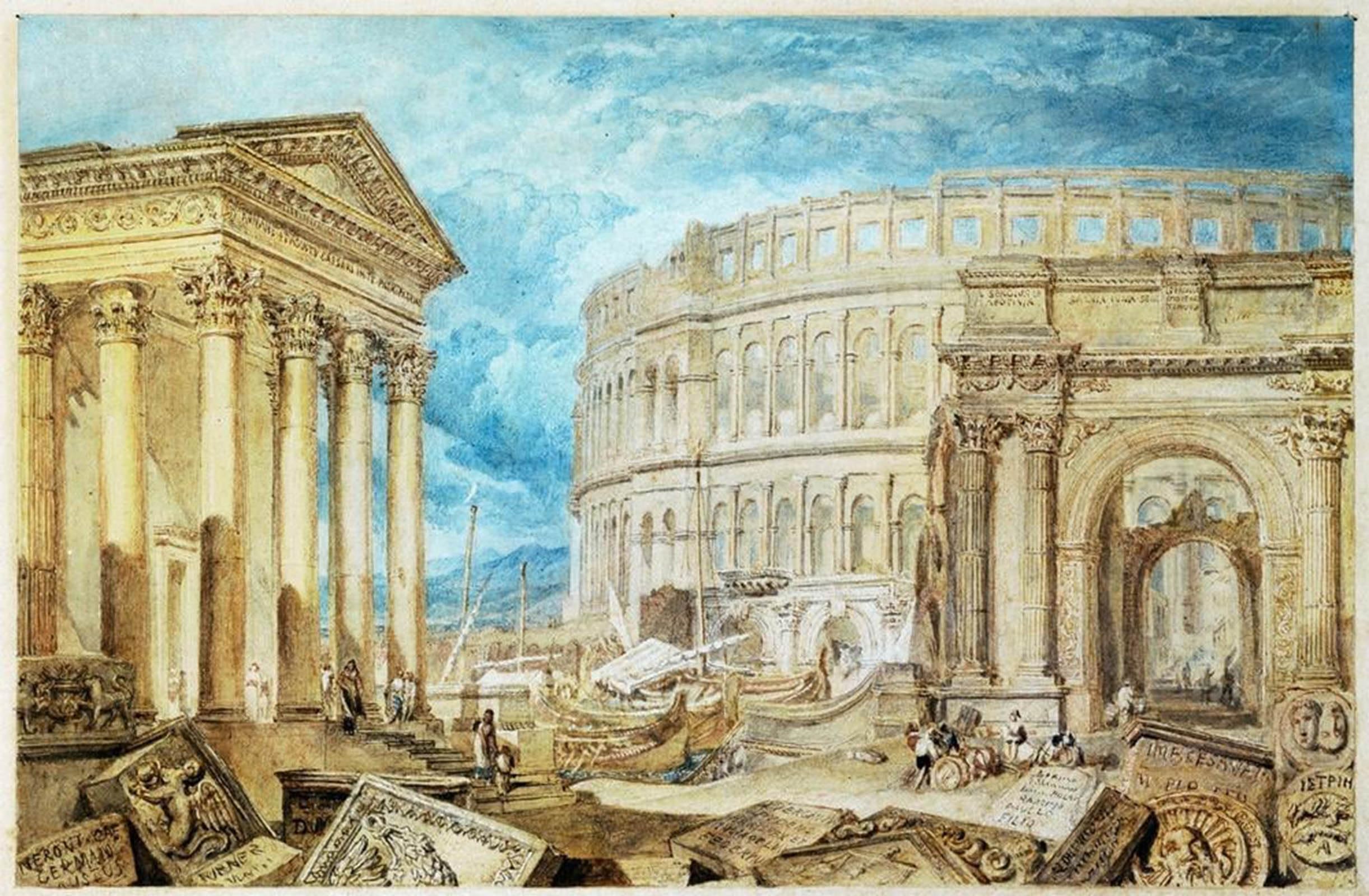 ARTXLXXBN Famous Print Painting Colorful Art Print Antiquites of Pola by Mallord William Turner Canvas Art Decorations for Home Decor 60x90cm