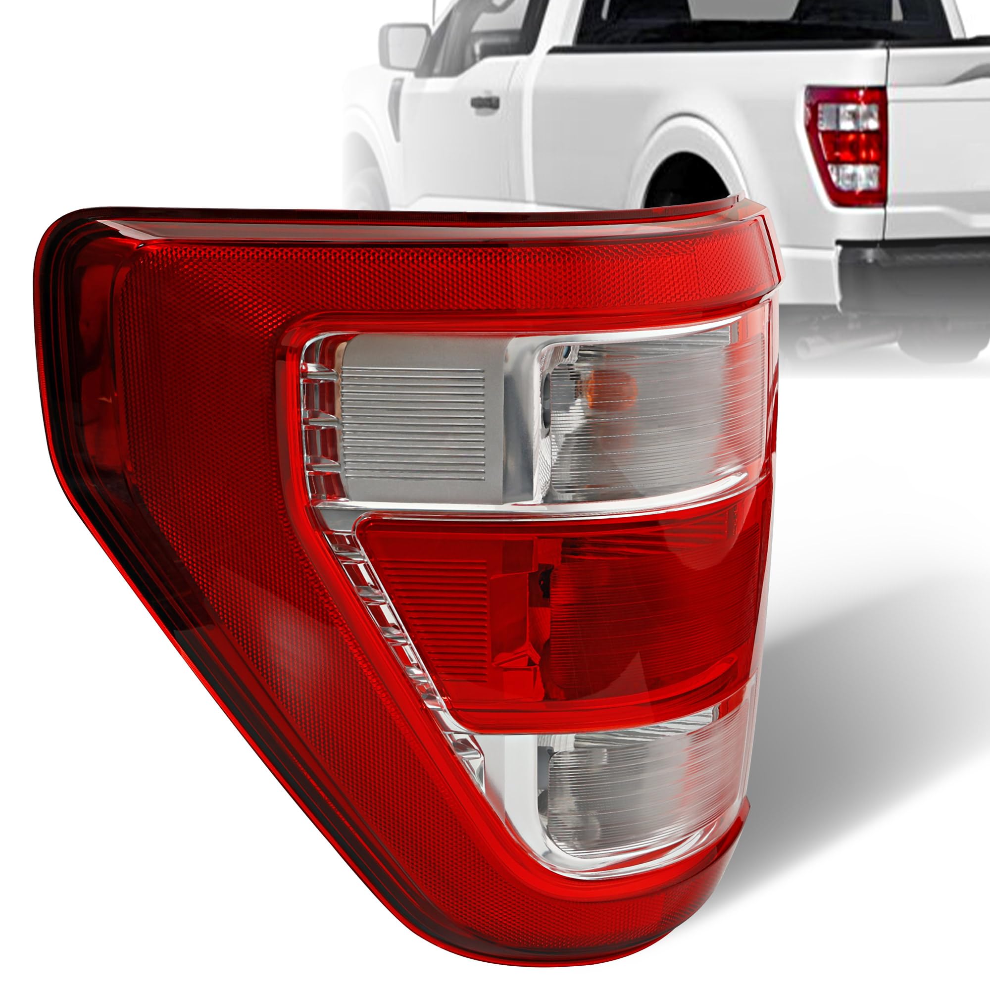 tail light compatible with 2021 2022 2023 ford f150 f-150 xl rear lamp assembly - brake taillights replace for ml3z-13405-e ml3z13405e- halogen type w/o blind spot - driver left side