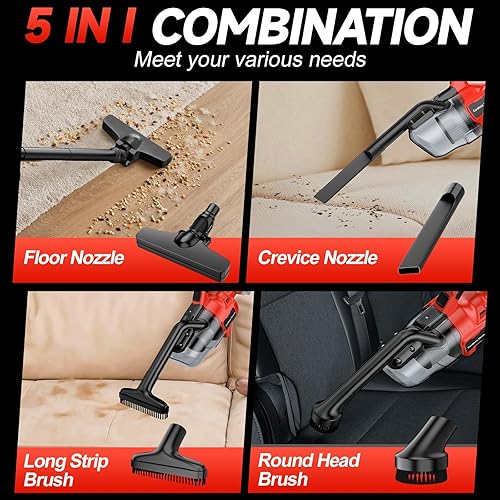 Miniatura 7 de Aspiradora de mano inalámbrica para batería Mil-waukee de 18 V, aspiradora eléctrica de mano con potente succión, aspiradora de mano 5 en 1 con 2