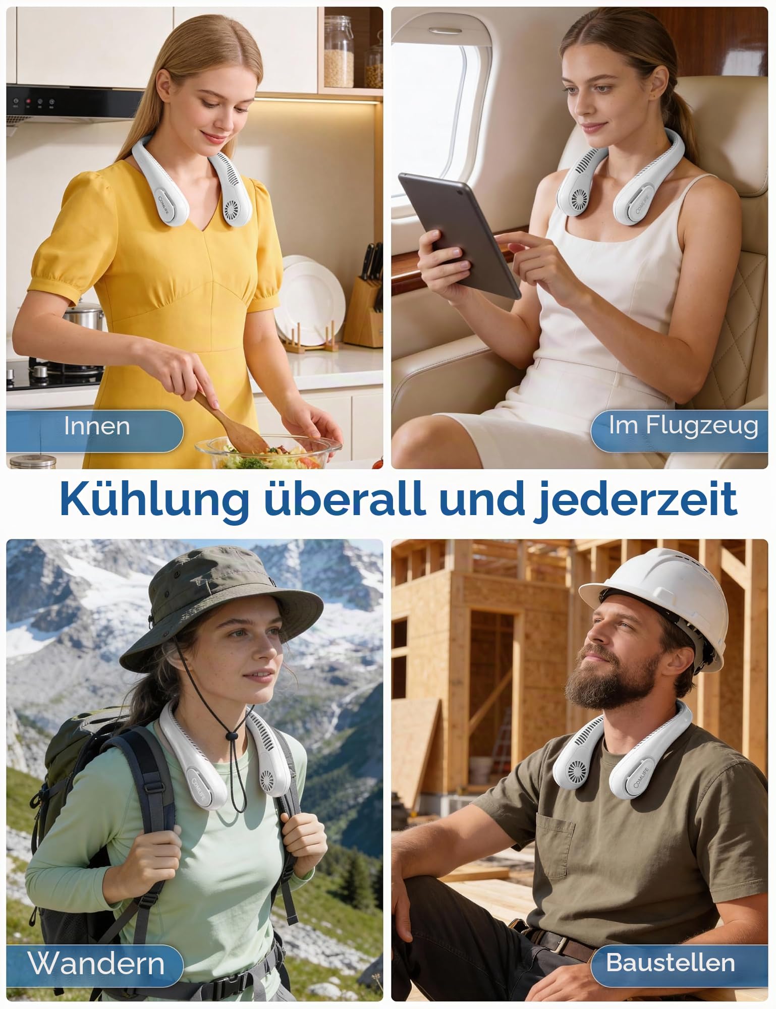 Tragbarer Flügelloser Halsventilator, 2026 Welt-Fußball-Sport-Cup-Geschenke, tragbarer Kühlventilator, wiederaufladbar für Outdoor-Sportarten und Reisen, Camping-Essentials für Männer, Vater, Souvenir