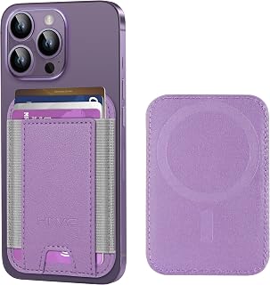 HiWe for MagSafe Wallet, 7 Cards Holder for Phone Case, RFID Blocking | Stronger Magnetic Wallet for iPhone 18 Pro Max 18 Pro & 17 16 15 14 13 12 Series, Minimalist Slim, Purple Yam & Grey