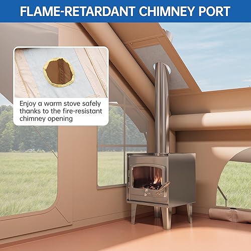 Miniatura 6 de Tienda de campaña inflable con bomba y toldo, tiendas de campaña de aire para 8-14 personas para acampar adultos, tienda de campaña grande