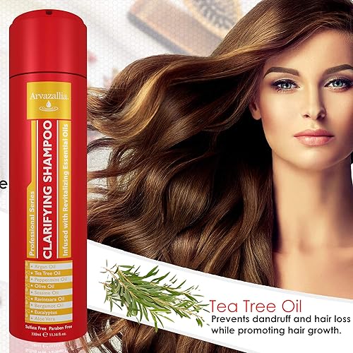 Miniatura 4 de Arvazallia Champú clarificante con aceites esenciales revitalizantes, limpiador antirresiduos de grado profesional infundido con argán, árbol de té,
