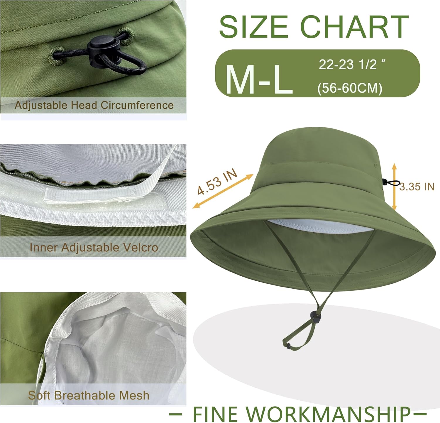 Sun Hats for Women Men UV Protection Wide Brim Bucket Hat with Ponytail Hole Waterproof Gardening Fold-Up Summer Cap - Image 5